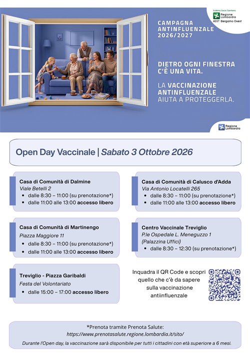 Sabato 3 Ottobre - Open Day Vaccinazione Antinfluenzale